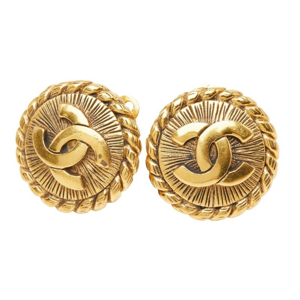 CHANEL Gold Logo Earrings